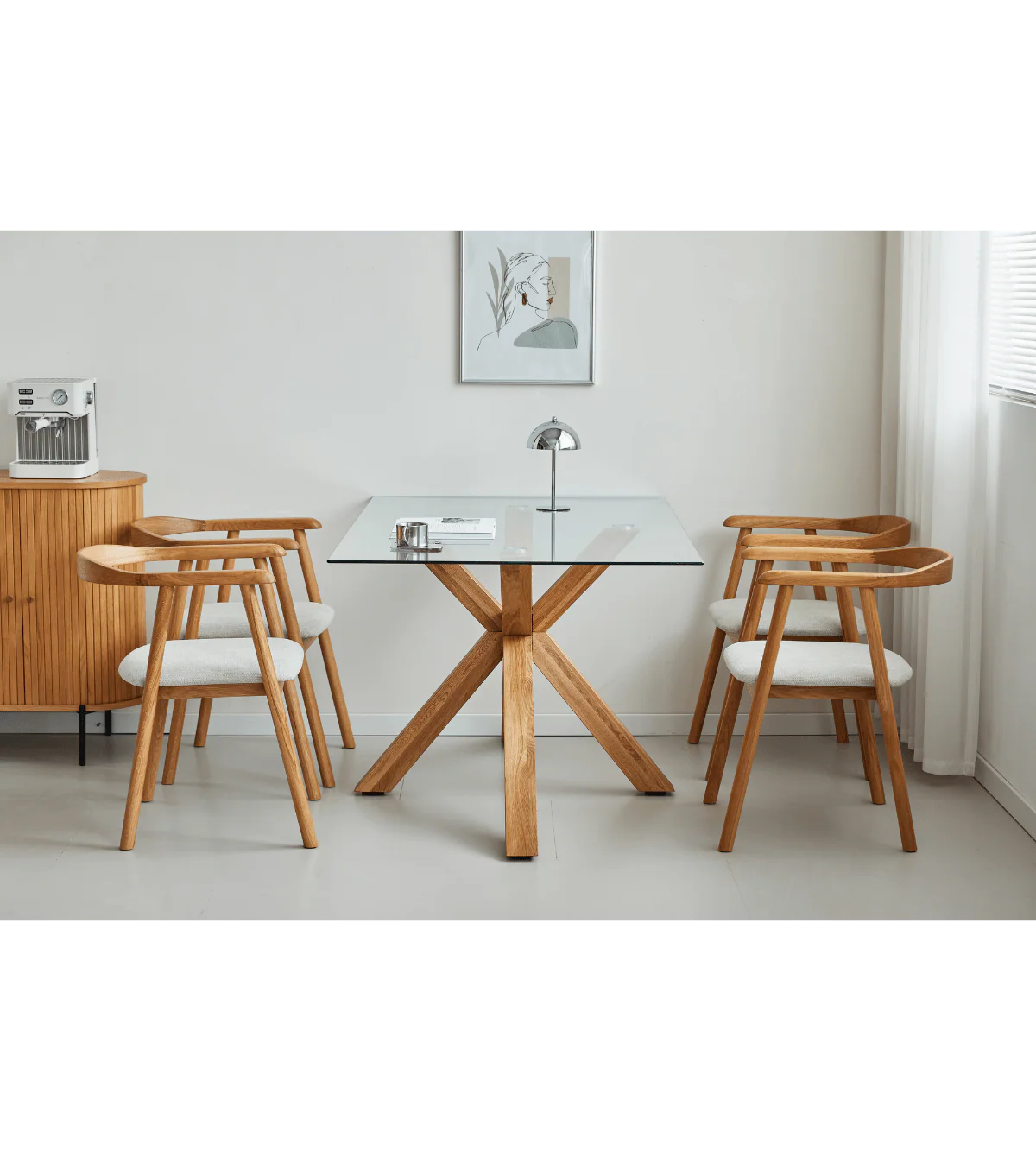 Sidney - Matbord i glas med ben i massiv ek 150x90 cm - Image 8