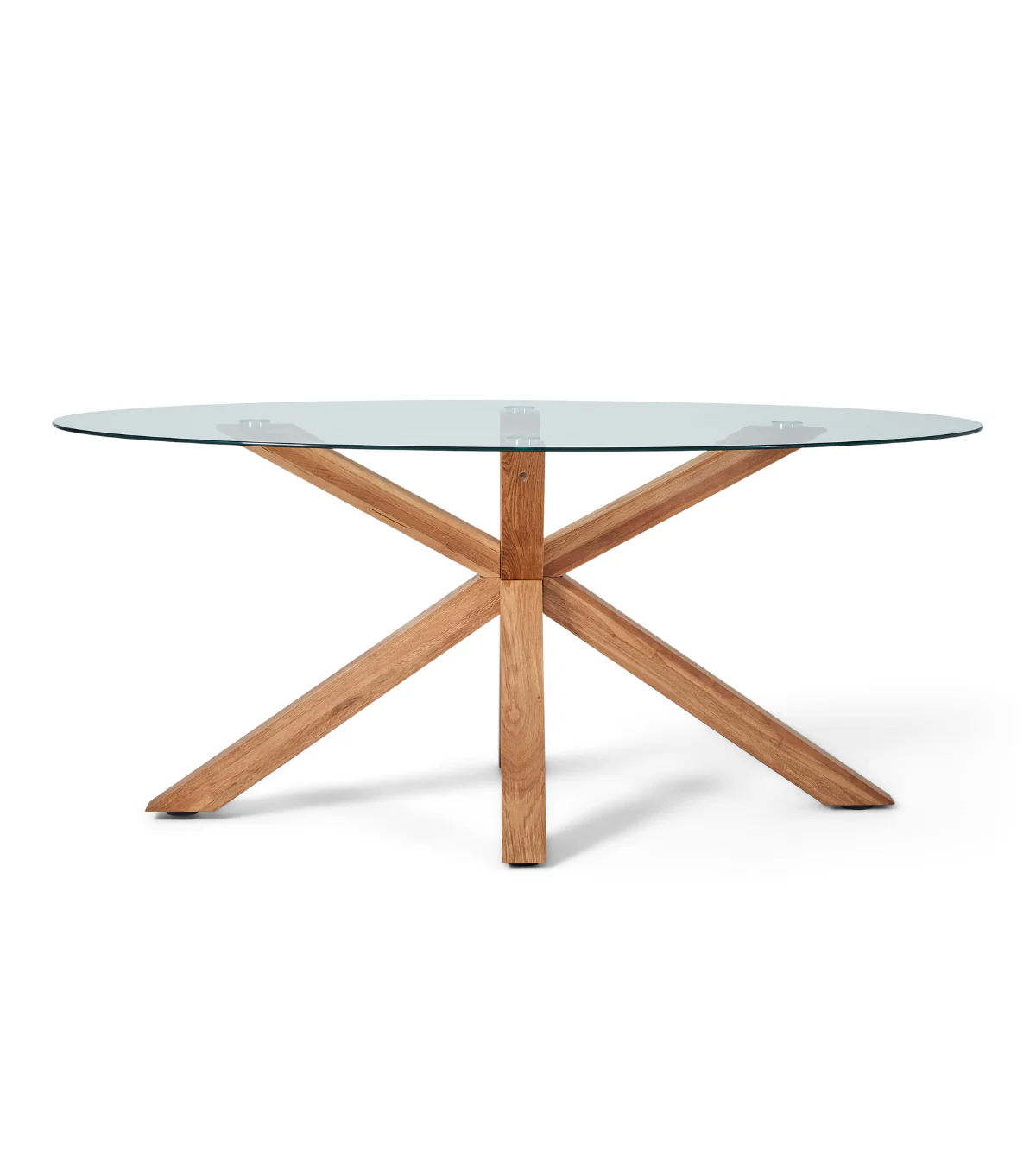 Sidney - Matbord i glas med ben i massiv ek 175x90 cm