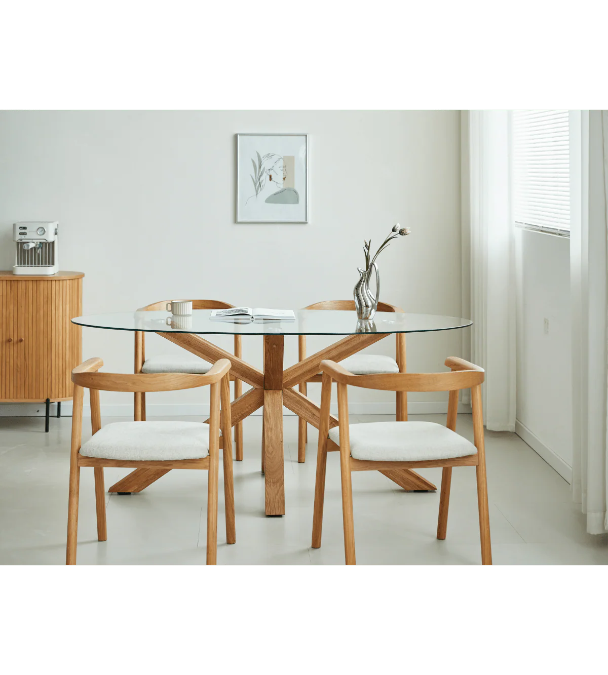 Sidney - Matbord i glas med ben i massiv ek 175x90 cm - Image 7
