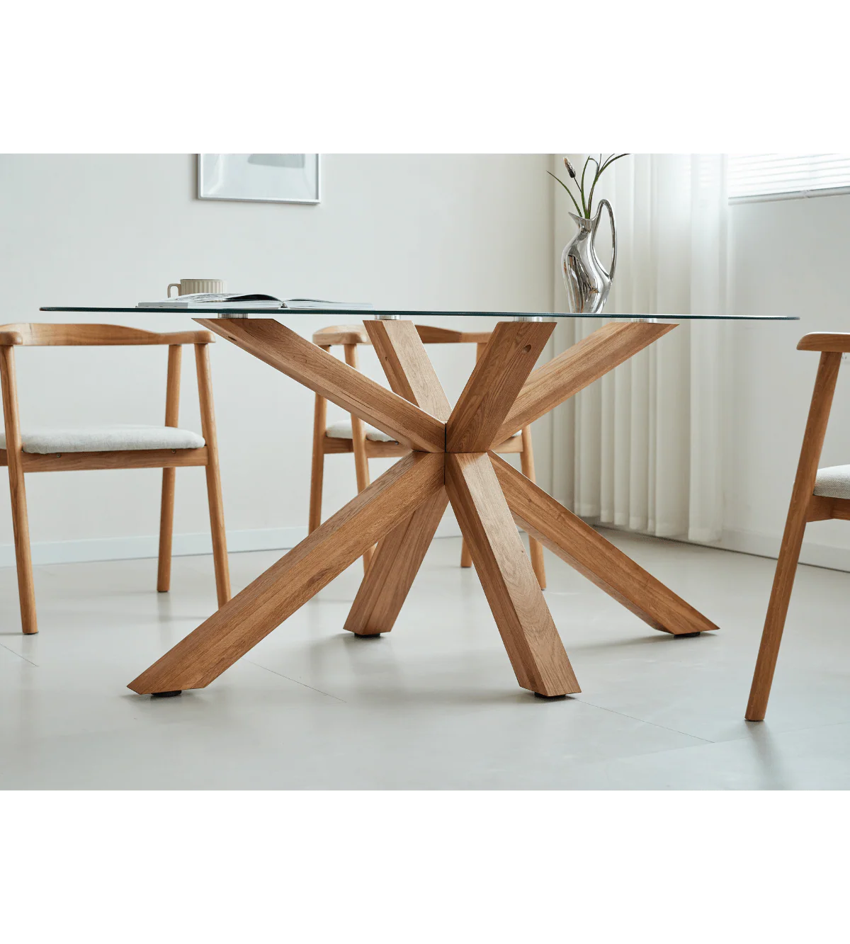 Sidney - Matbord i glas med ben i massiv ek 175x90 cm - Image 8