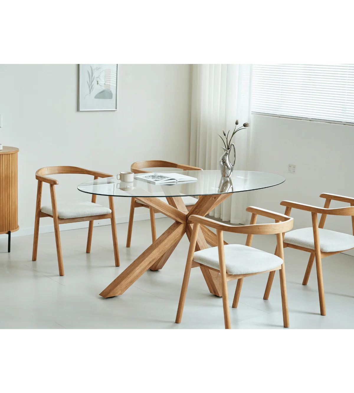 Sidney - Matbord i glas med ben i massiv ek 175x90 cm - Image 9