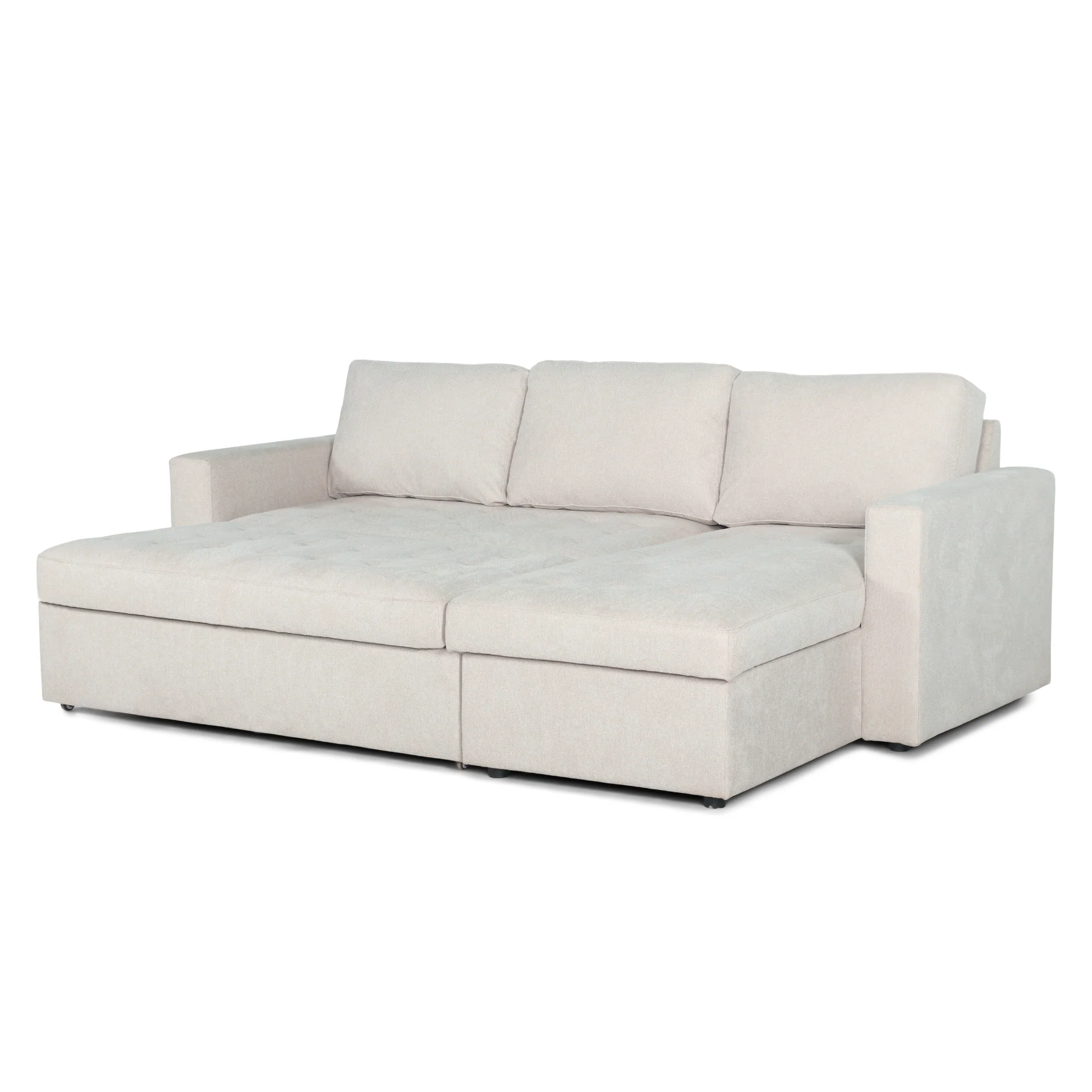 Sinus - Vändbar, bäddsoffa med schäslong och förvaring i beige - Image 14