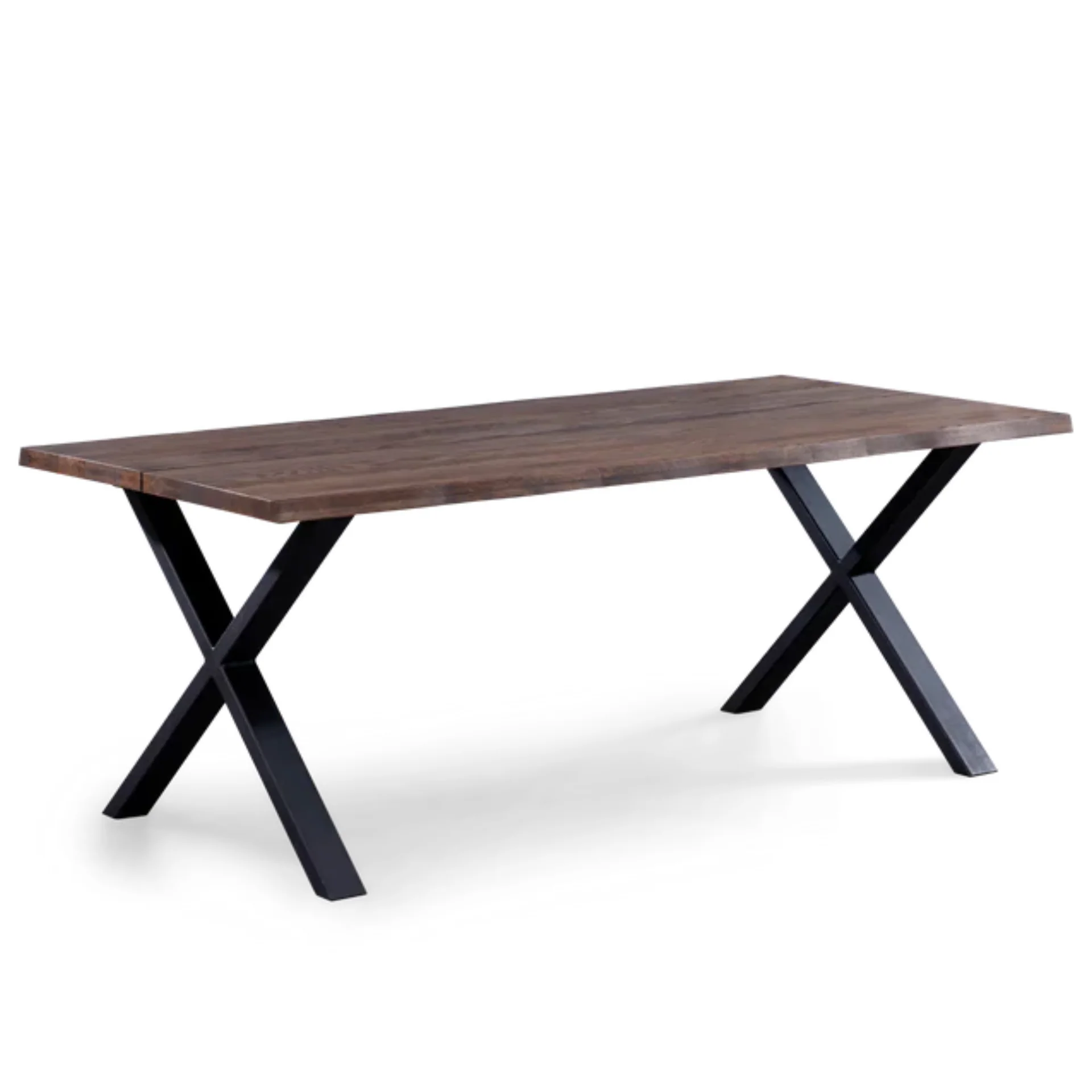 Susan - Plankbord 200 x 95 cm i rökt ek med kryssben (förberett för tilläggsskivor)