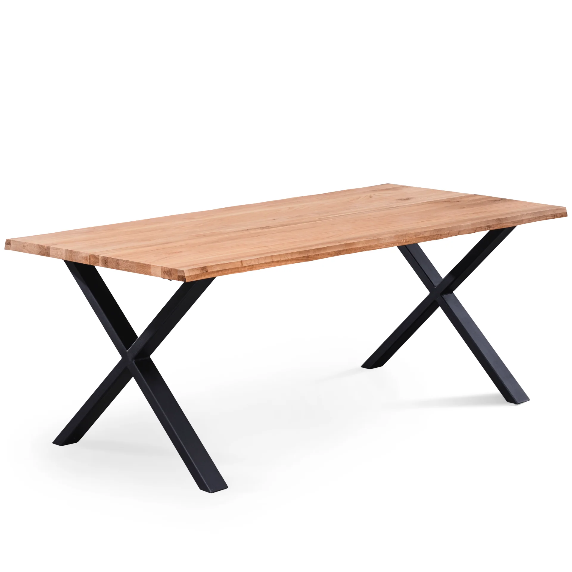 Susan - Plankbord 200 x 95 cm i oljad ek med kryssben (förberett för tilläggsskivor)