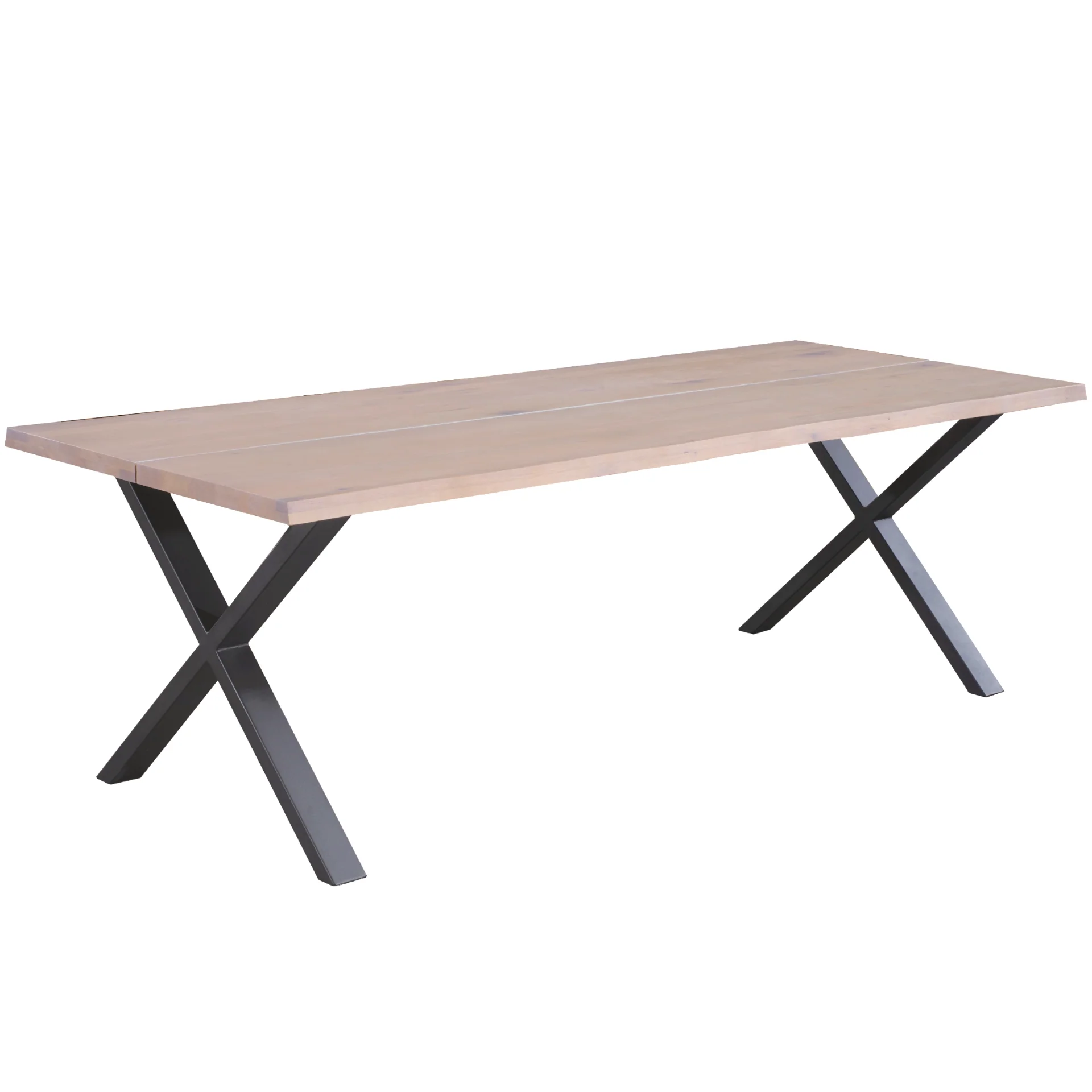 Susan - Plankbord 200 x 95 cm i vitoljad ek med kryssben (förberett för tilläggsskivor)