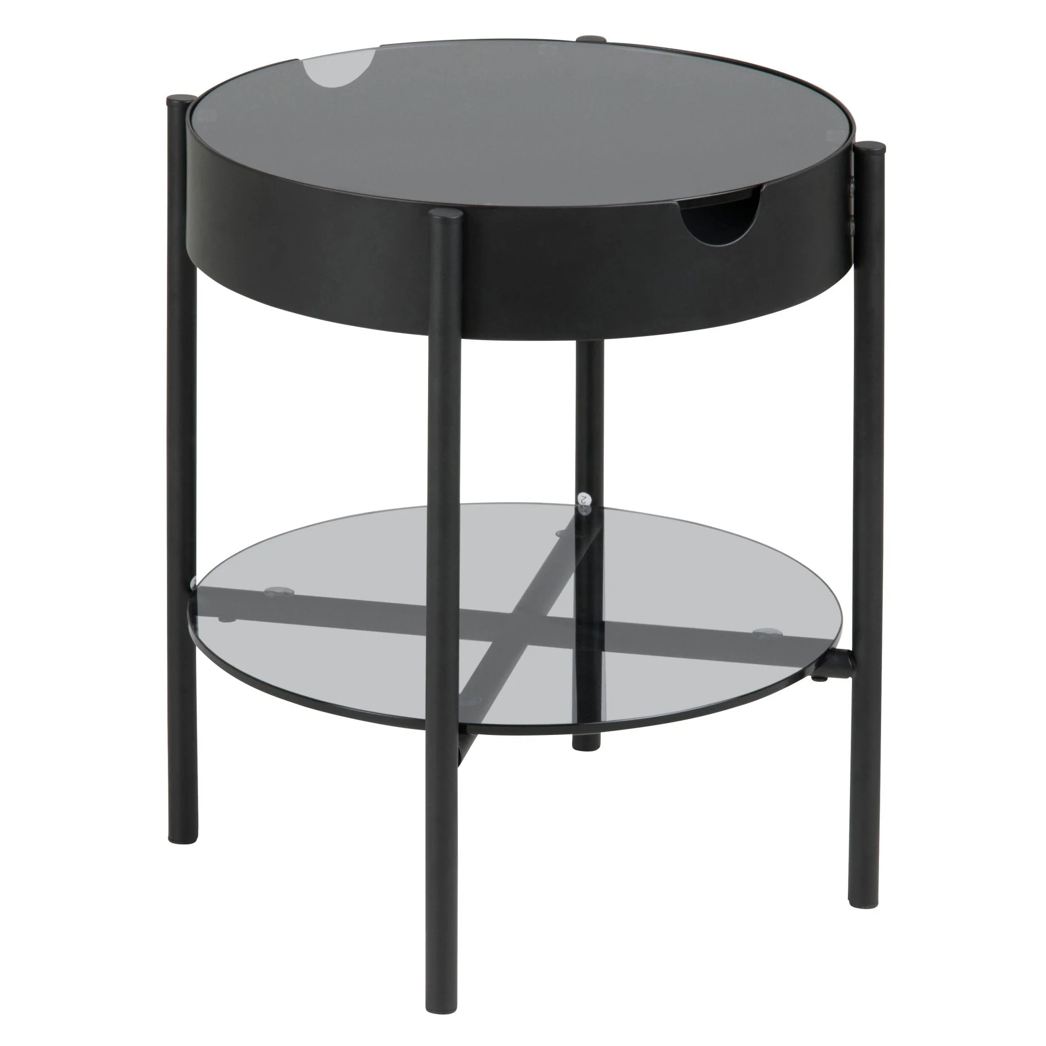 Tipton soffbord i svart med ben i glas och metall 50x45x45 cm