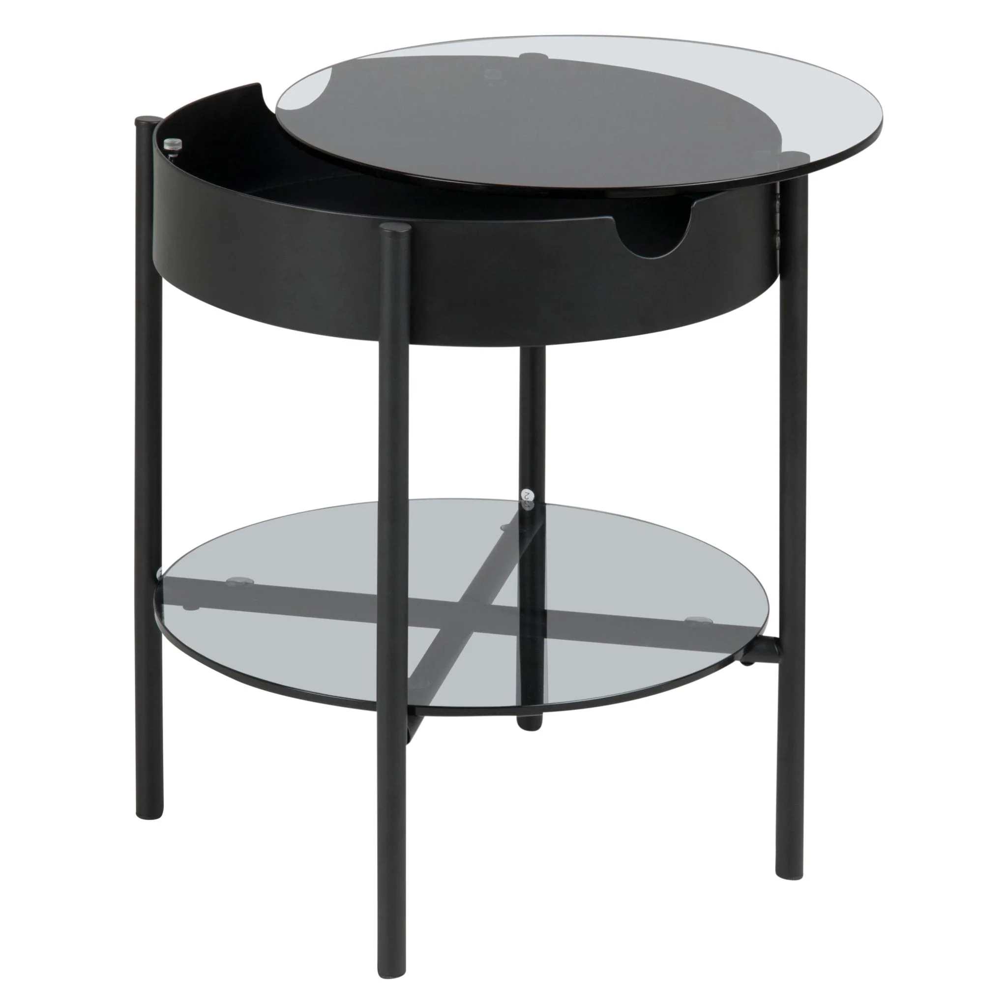 Tipton soffbord i svart med ben i glas och metall 50x45x45 cm - Image 4