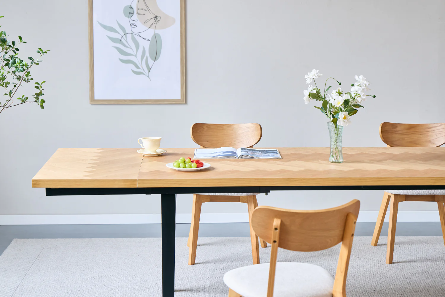 Valeria matbord med fiskbensmönster 200×90 cm i lackad ekfanér - Image 11