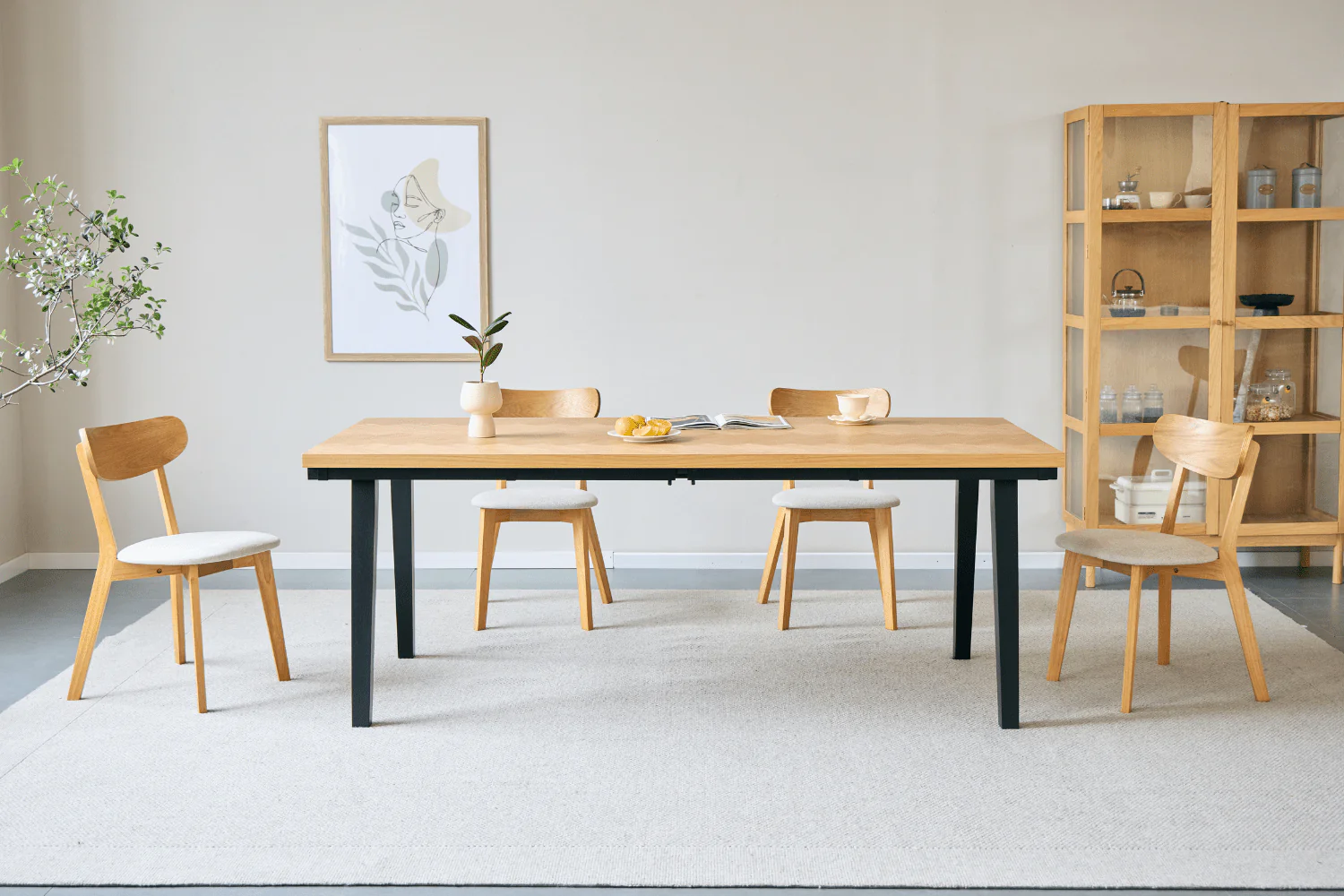 Valeria matbord med fiskbensmönster 200×90 cm i lackad ekfanér - Image 3