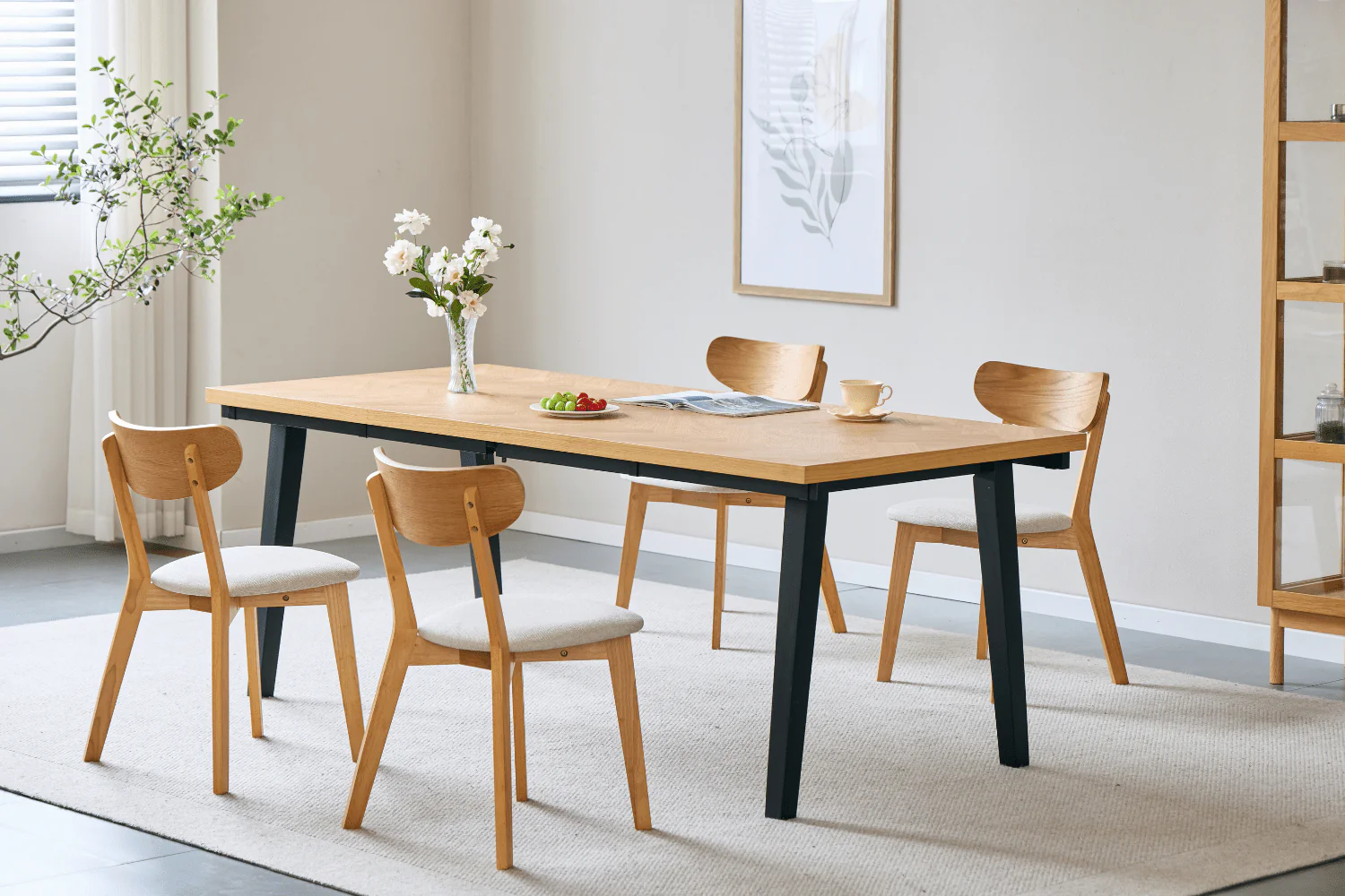 Valeria matbord med fiskbensmönster 200×90 cm i lackad ekfanér - Image 9